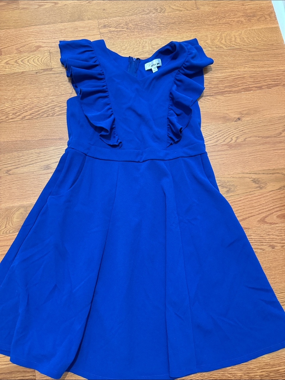 Girls Ruffle Sleeve Fit-and-Flare Dress - Royal Blue